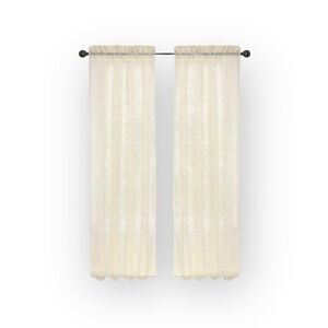 new Boho Chic ✶ Set 2 Rod Pocket Panel Curtains ✶ Semi Sheer Natural ✶ 40” x 84”